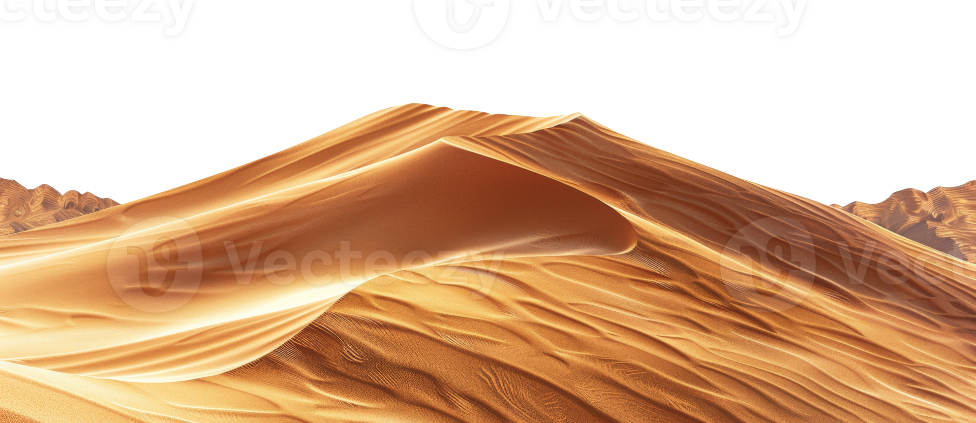 AI generated Golden sand dunes on transparent background - stock png. png