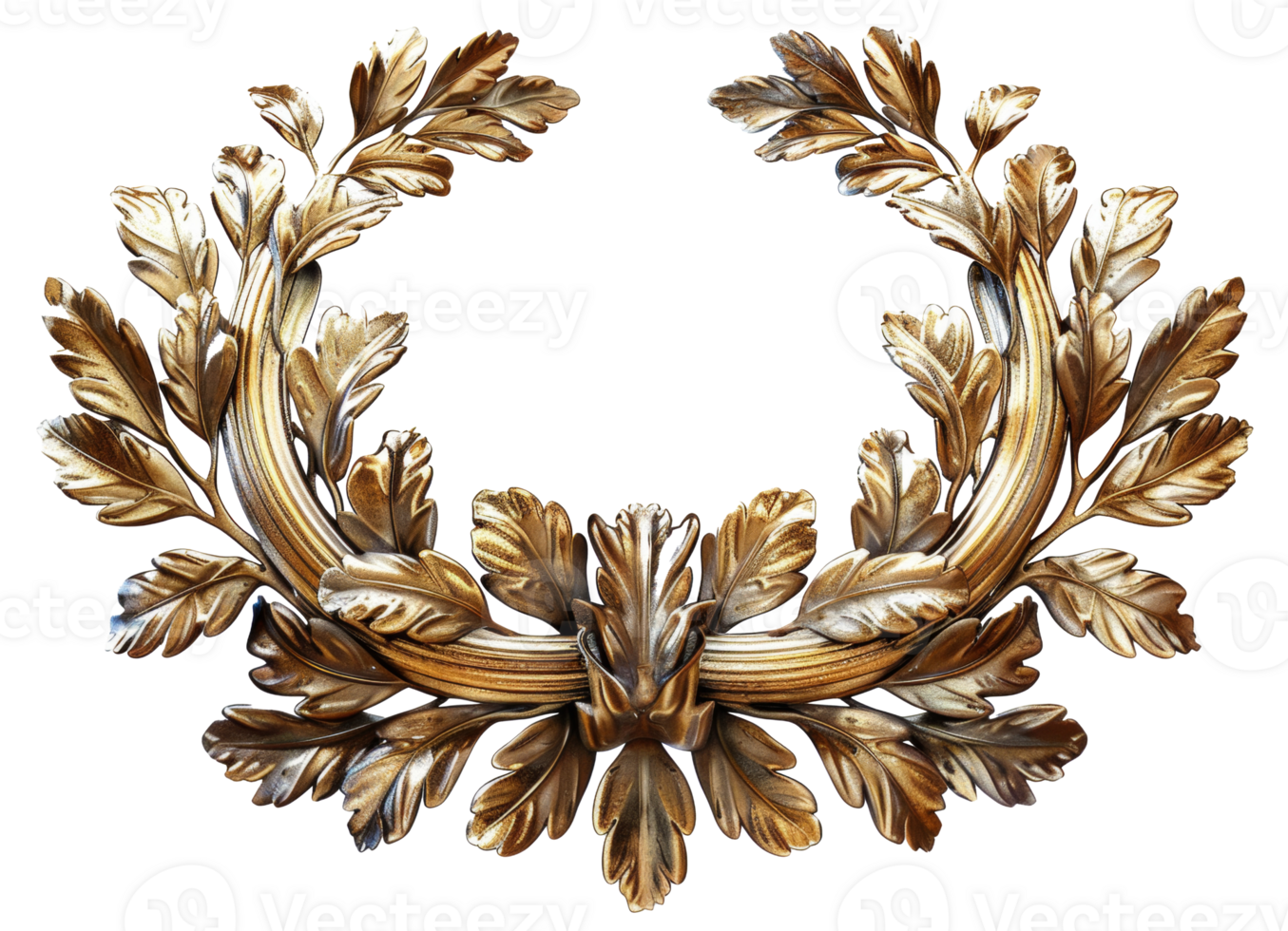 AI generated Laurel golden wreath symbolizing victory on transparent background - stock png. png