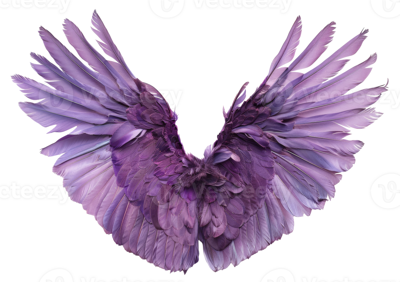 AI generated Lavender angel wings with feather details on transparent background - stock png. png