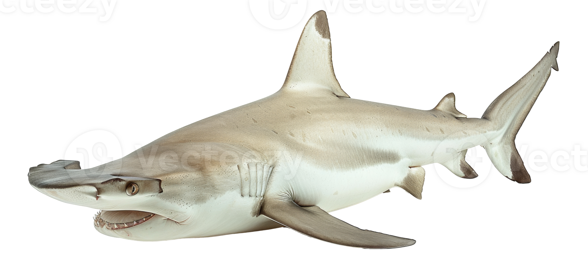 AI generated Hammerhead shark swimming gracefully in the ocean on transparent background - stock png. png