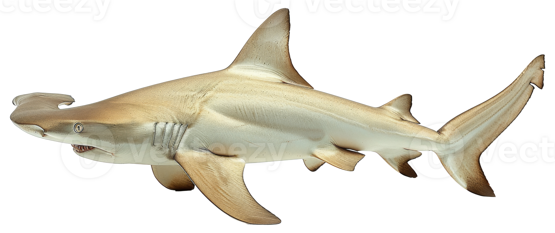 AI generated Hammerhead shark swimming gracefully in the ocean on transparent background - stock png. png