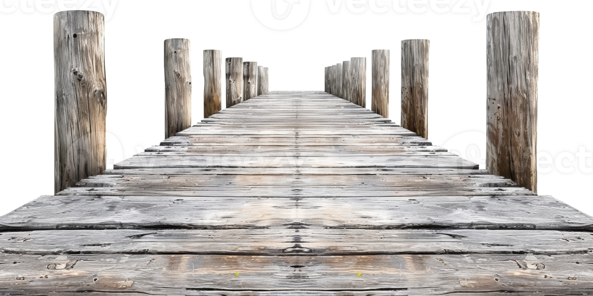 AI generated Wooden pier with rope on transparent background - stock png. png