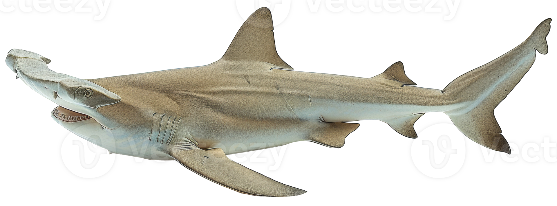 AI generated Hammerhead shark swimming gracefully in the ocean on transparent background - stock png. png