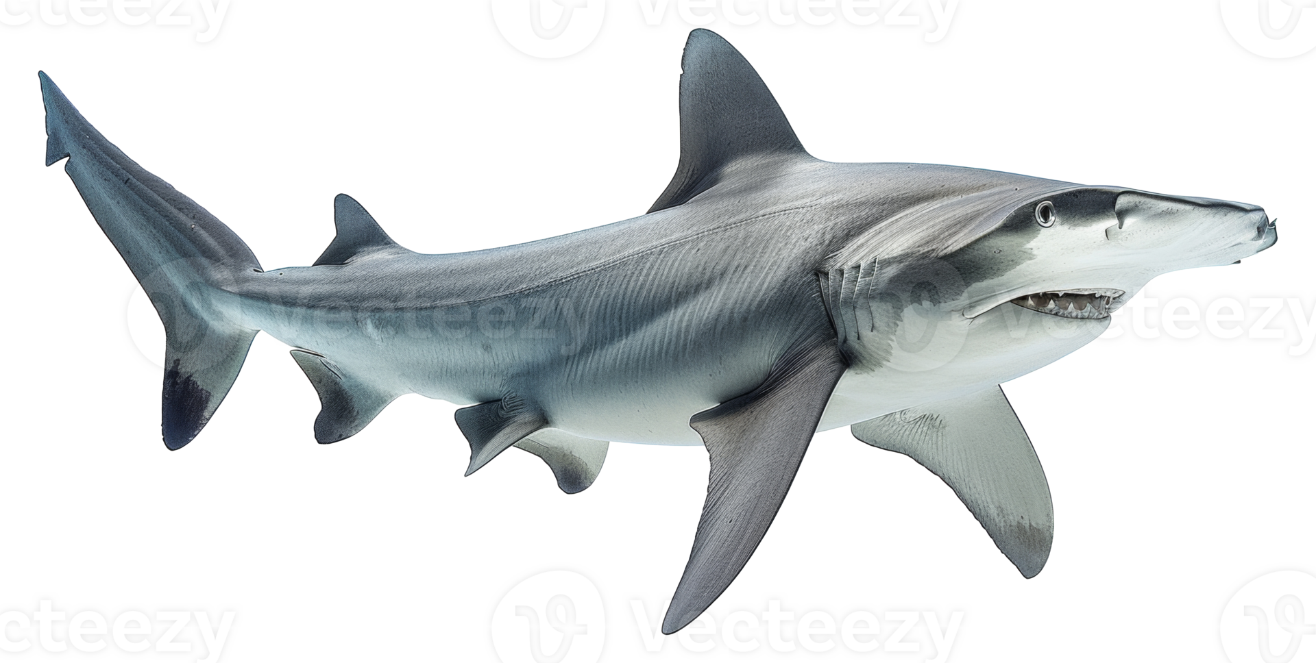 AI generated Hammerhead shark swimming in the ocean on transparent background - stock png. png