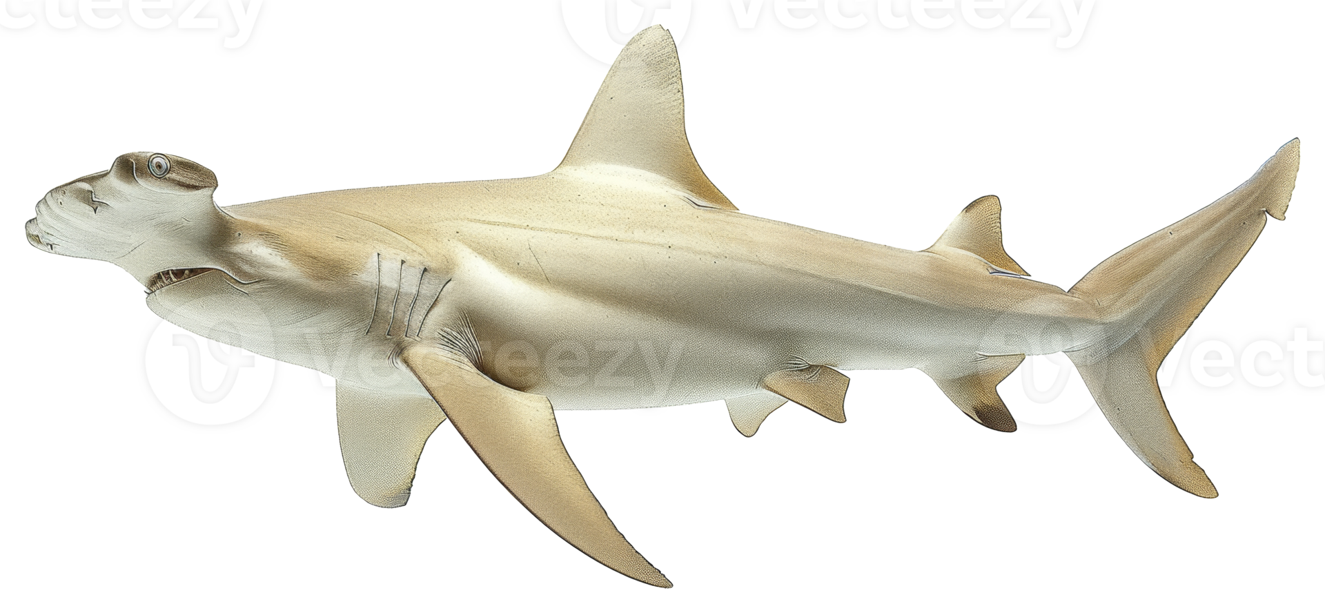 AI generated Hammerhead shark swimming gracefully in the ocean on transparent background - stock png. png