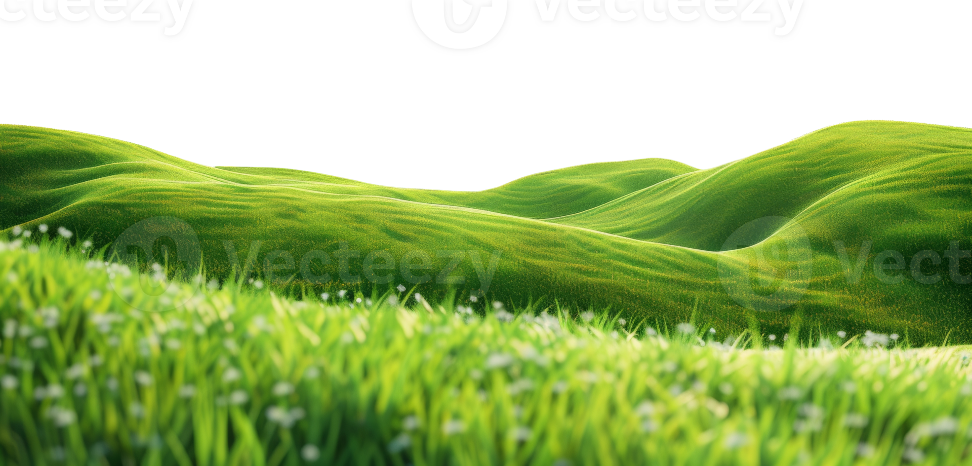 AI generated Serene green hills on transparent background - stock png. png