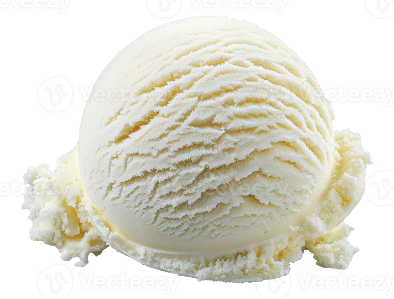 AI generated Vanilla ice cream scoop with textured swirls on transparent background - stock png. png