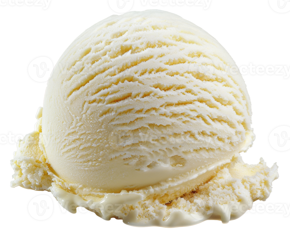 AI generated Vanilla ice cream scoop with textured swirls on transparent background - stock png. png