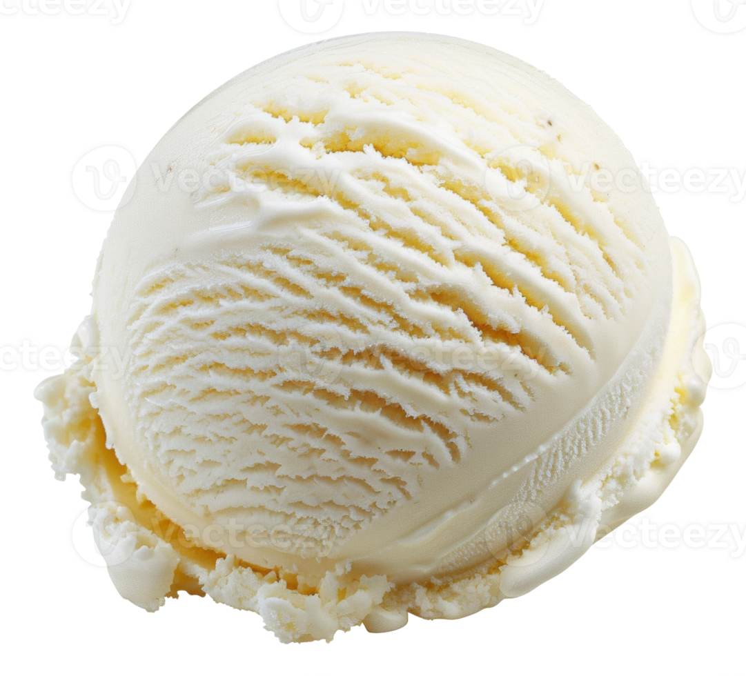 AI generated Vanilla ice cream scoop with textured swirls on transparent background - stock png. png