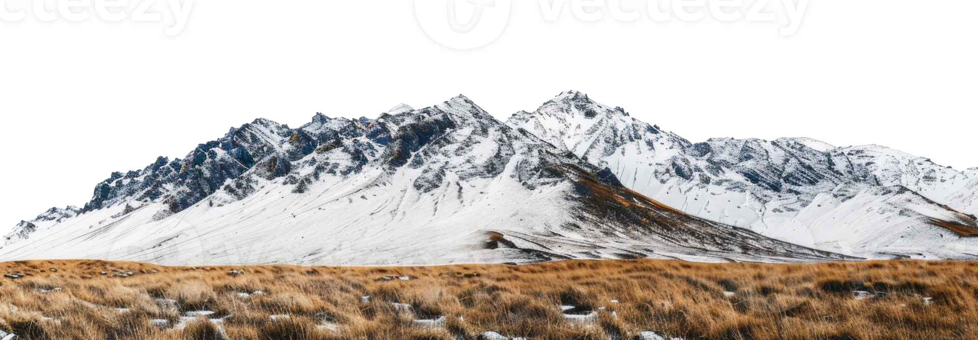 AI generated Snow-capped rugged mountains on transparent background - stock png. png