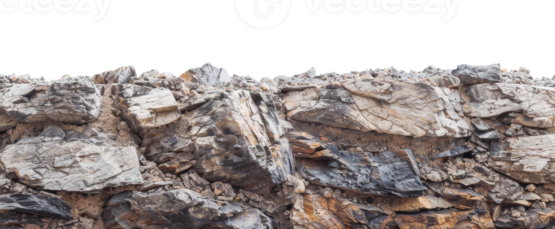 AI generated Rugged rocky surface with intricate geological textures and patterns on transparent background - stock png. png