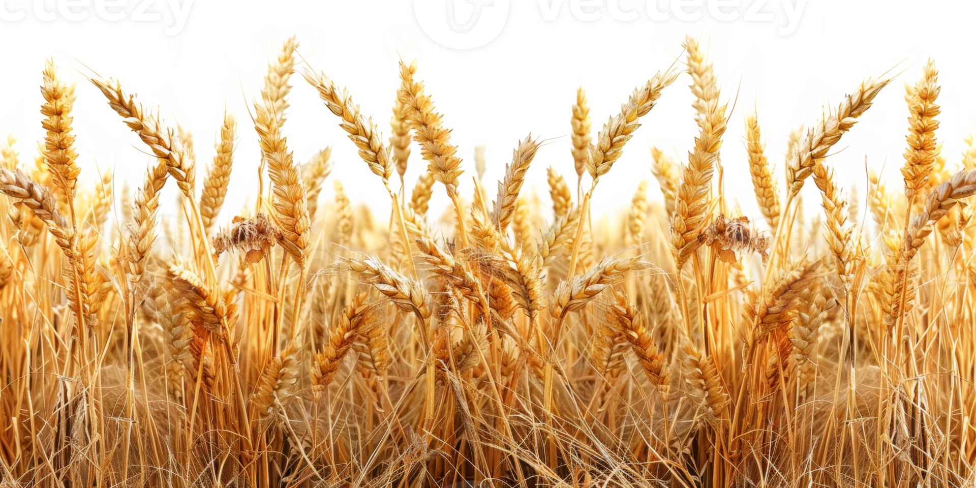AI generated Golden ripe wheat field ready for harvest in agriculture on transparent background - stock png. png