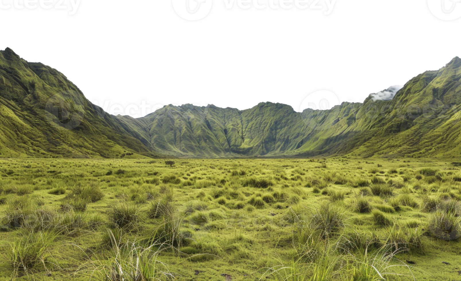 AI generated Verdant rolling hills with lush tall grass on transparent background - stock png. png