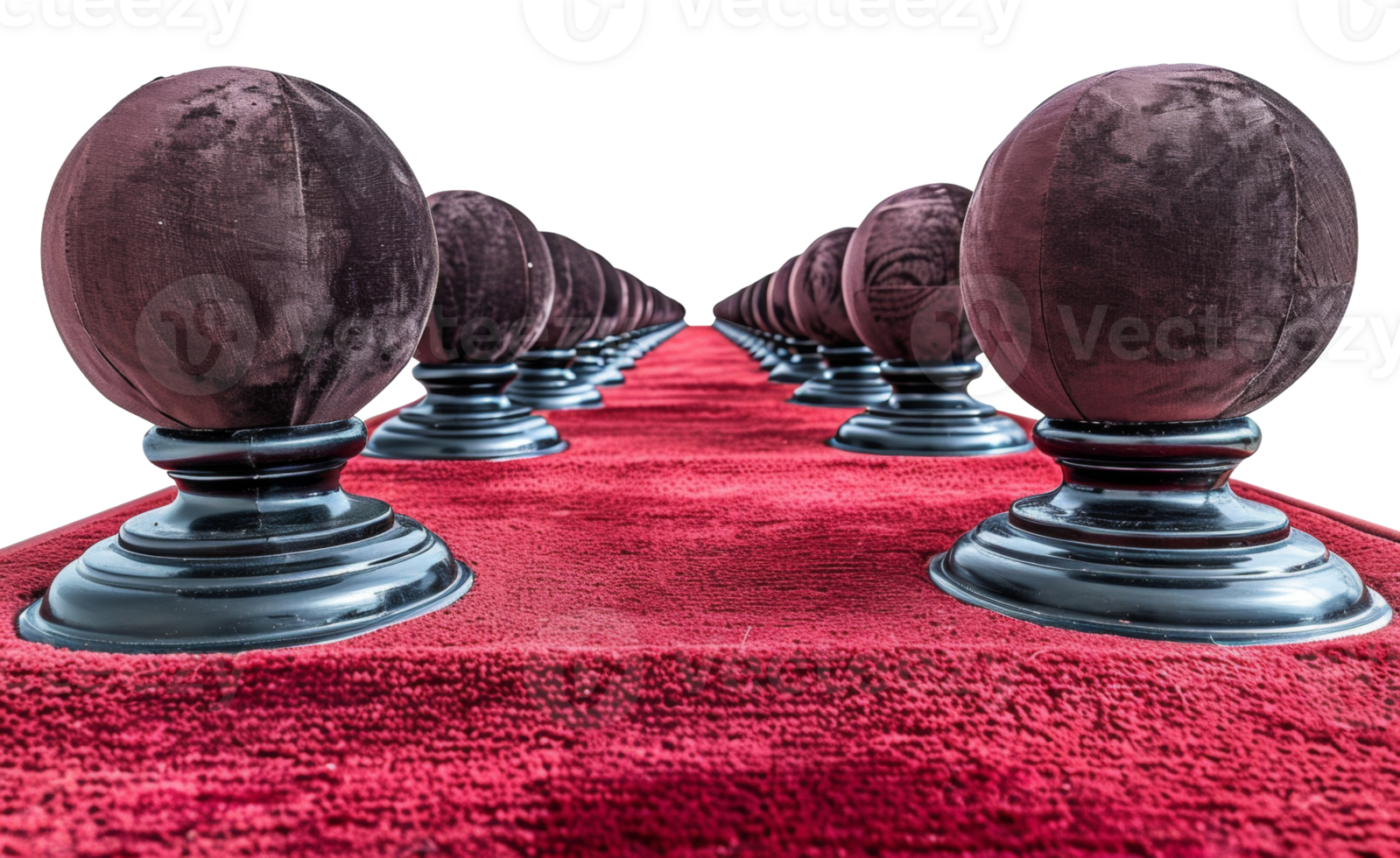 AI generated Elegant red carpet entrance with stanchions and velvet ropes on transparent background - stock png. png