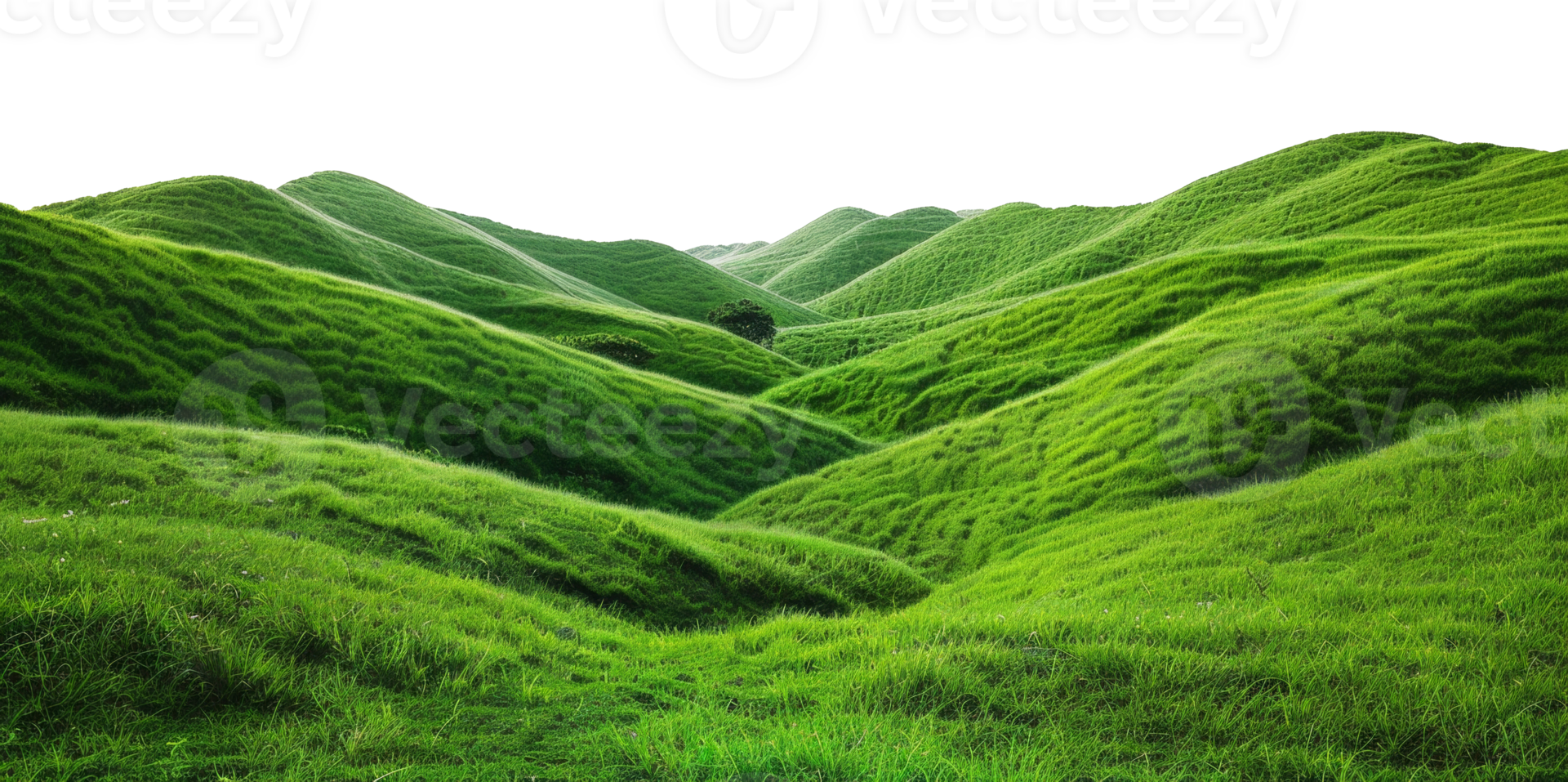 AI generated Soft green hills creating a tranquil and inviting landscape on transparent background - stock png. png
