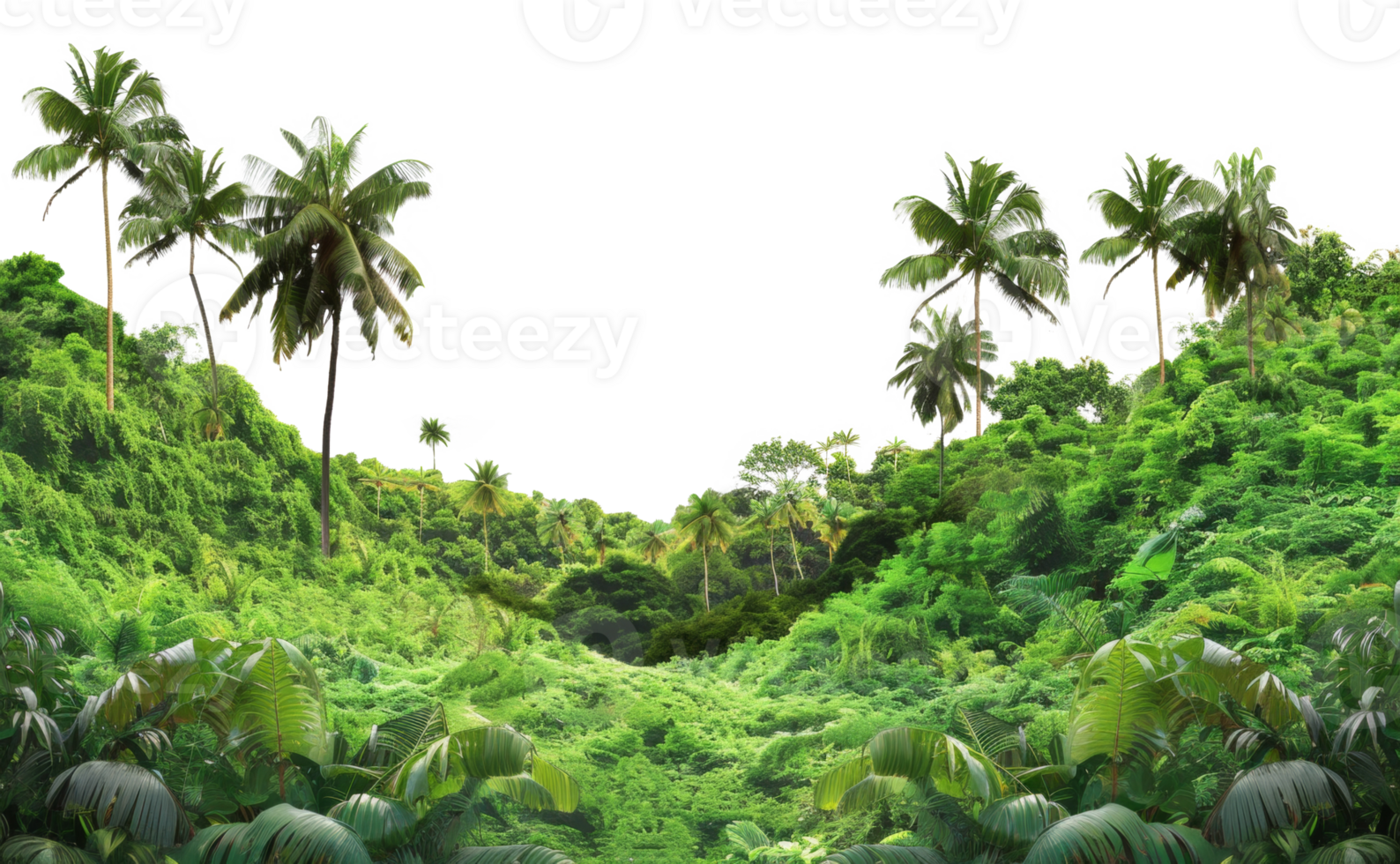 AI generated Vibrant tropical forest on transparent background - stock png. png