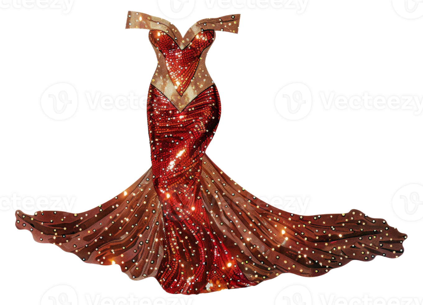 ai generiert elegant funkelnd Cocktail Kleid mit Sterne und funkeln auf transparent Hintergrund - - Lager png. png