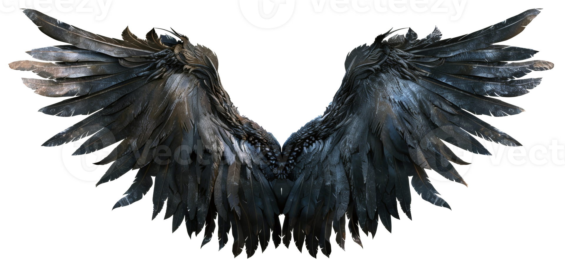 AI generated Spread wings of a dark raven in flight on transparent background - stock png. png