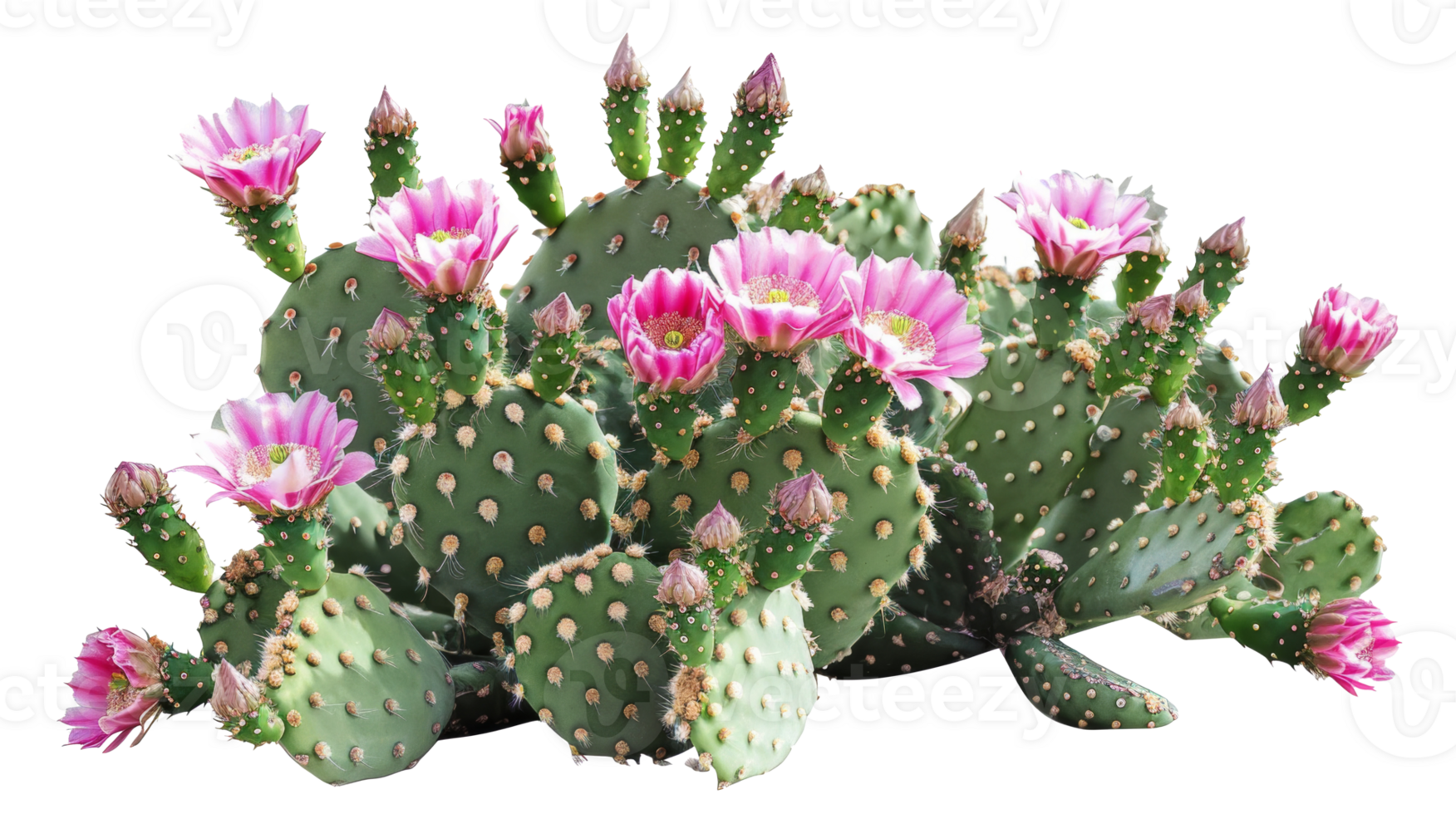 AI generated Blooming pink cactus flowers isolated on transparent background - stock png. png