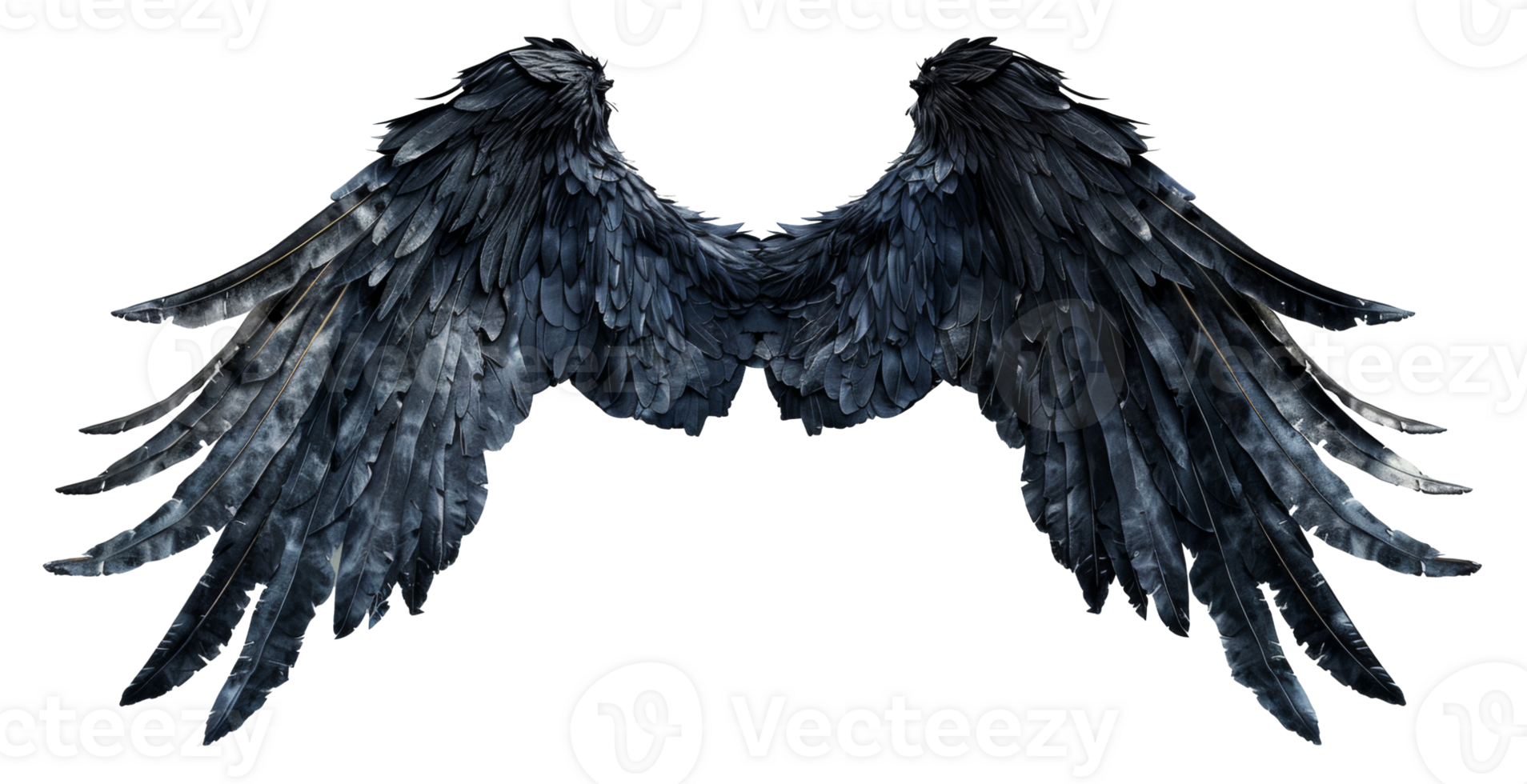 AI generated Spread wings of a dark raven in flight on transparent background - stock png. png