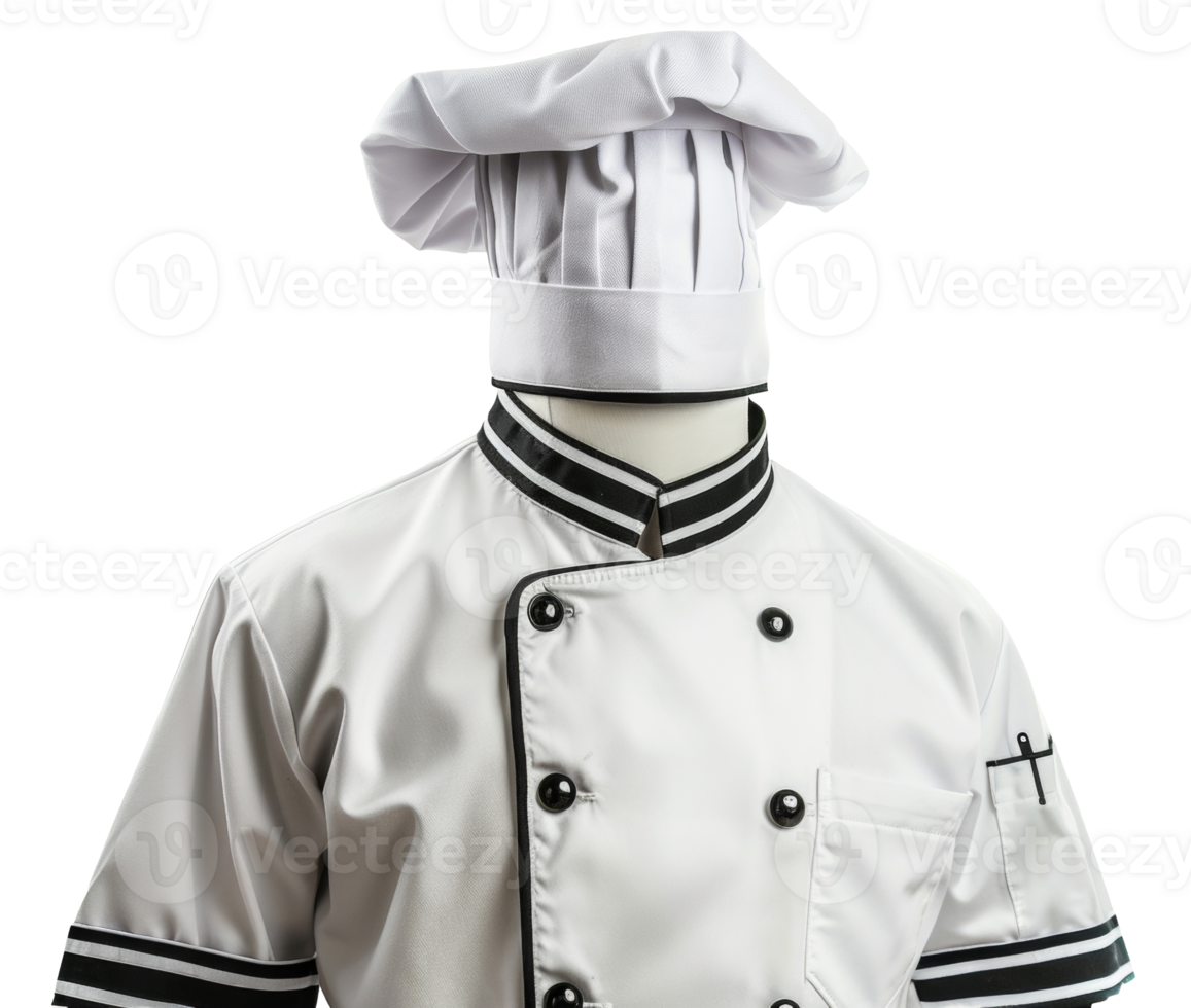 AI generated Chef's white uniform with hat on transparent background - stock png. png