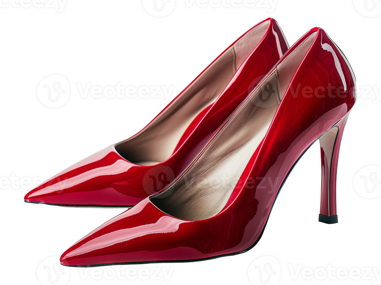 ai generiert rot Patent hoch Hacke Schuhe auf transparent Hintergrund - - Lager png. png