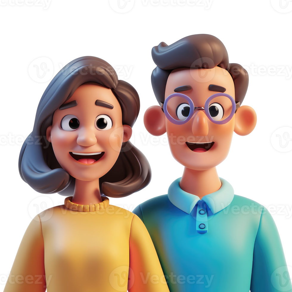 AI generated Smiling cartoon people portrait on transparent background png