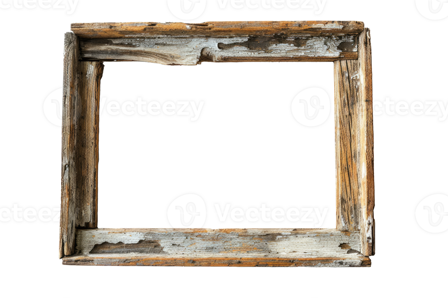 AI generated Old wooden frame on a transparent background png