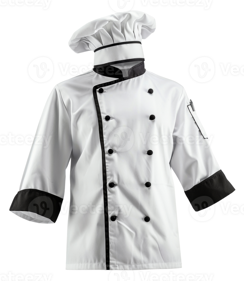 AI generated Chef's white uniform with hat on transparent background - stock png. png