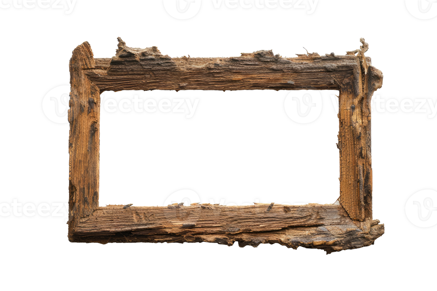 AI generated Old wooden frame on a transparent background png