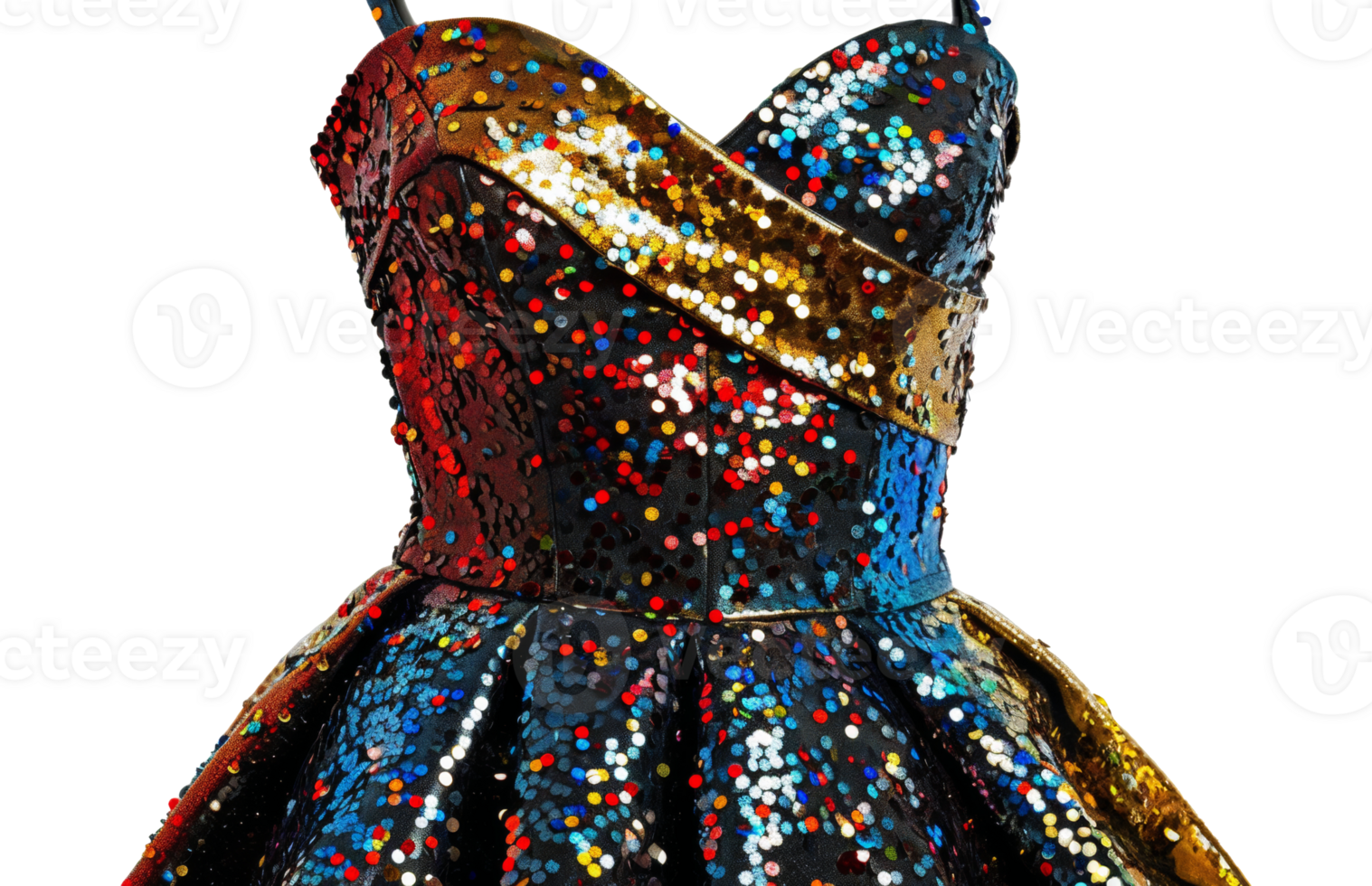 AI generated Sequined cocktail dress for parties on transparent background - stock png. png