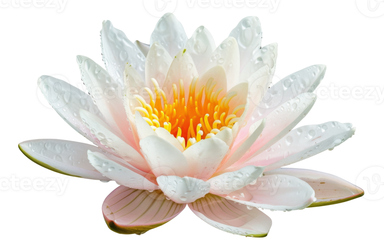 AI generated White water lily blooming on transparent background - stock png. png