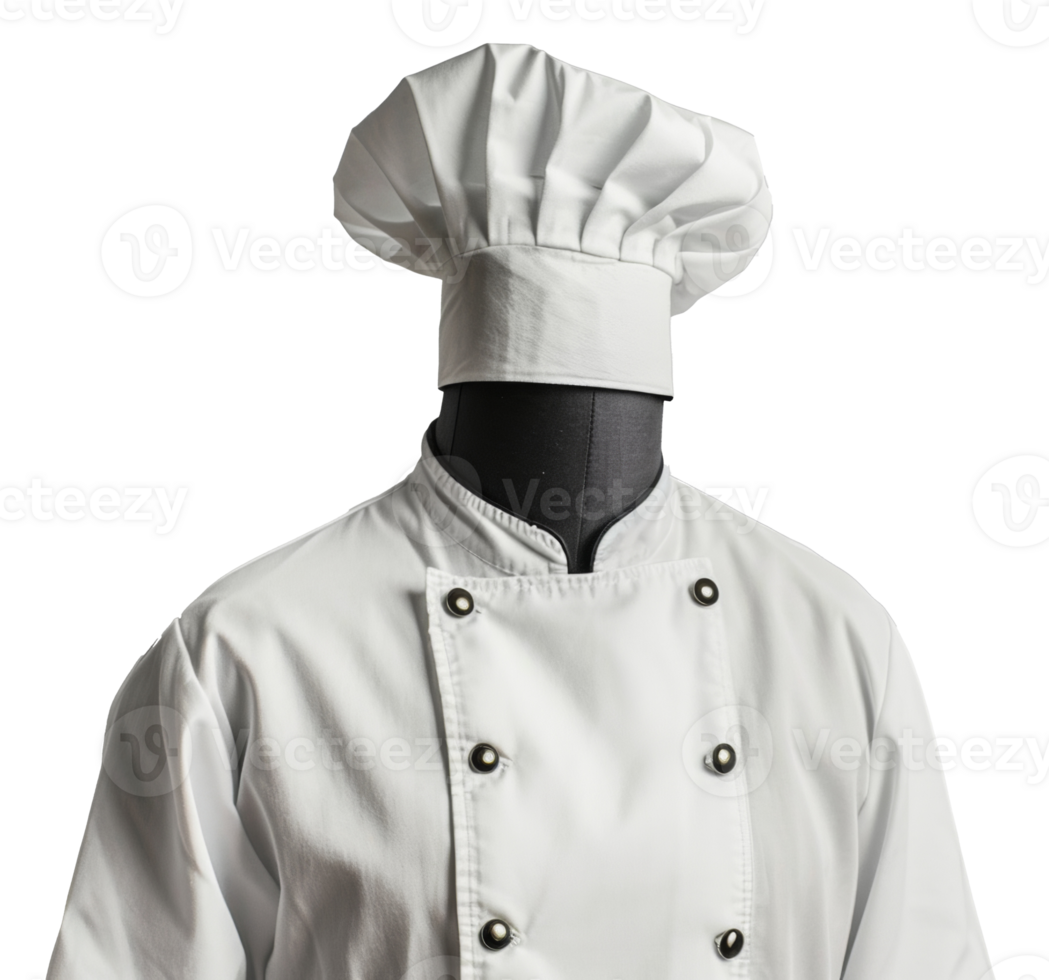 AI generated Chef's white uniform with hat on transparent background - stock png. png