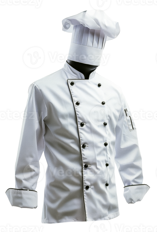 AI generated Chef's white uniform with hat on transparent background - stock png. png