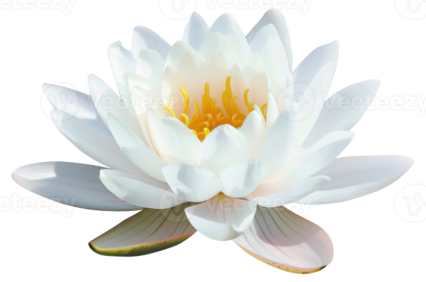 AI generated White water lily blooming on transparent background - stock png. png