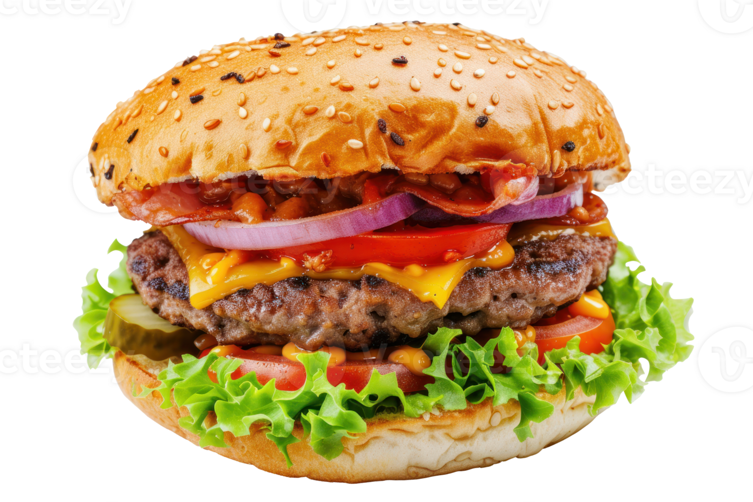 AI generated A giant juicy burger on a transparent background png