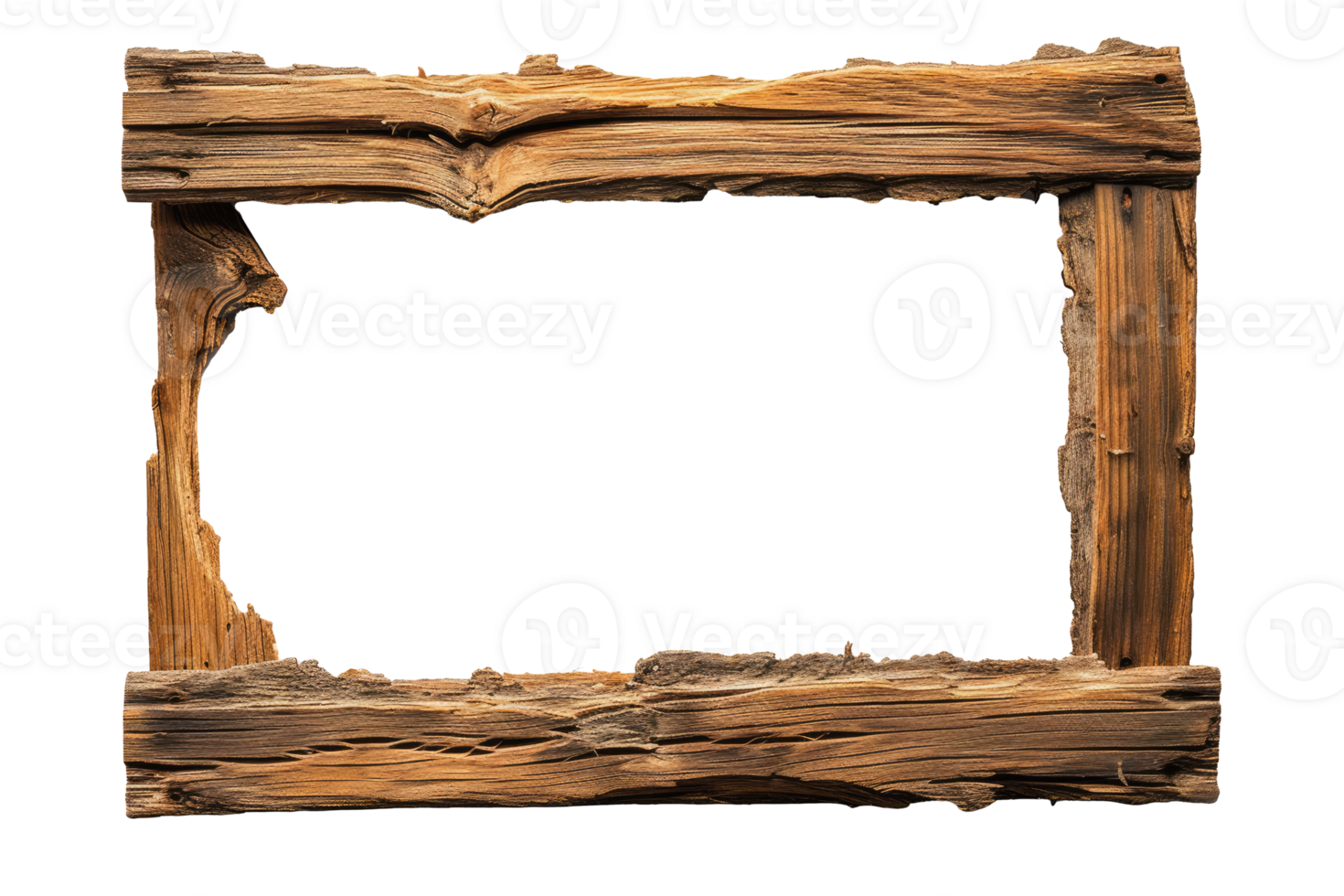 AI generated Old wooden frame on a transparent background png