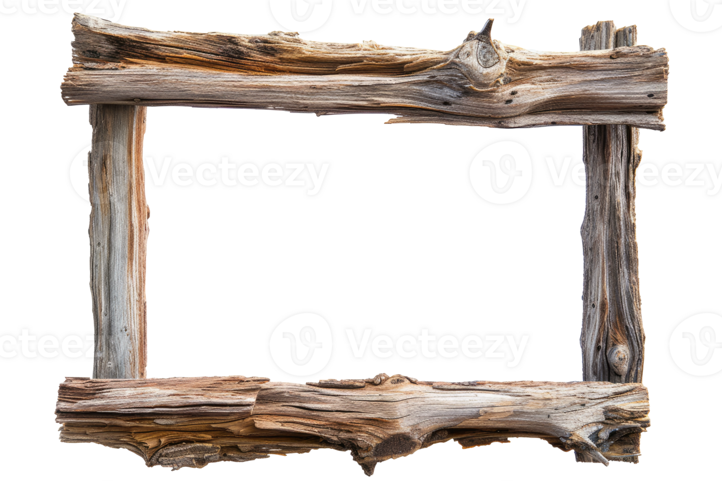 AI generated Old wooden frame on a transparent background png