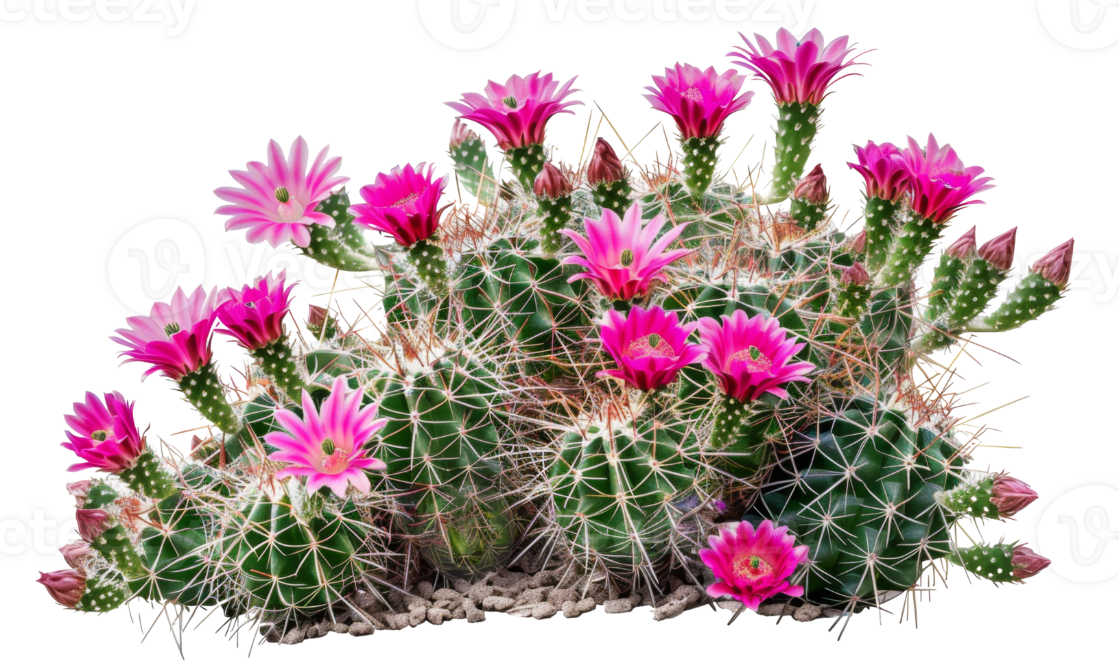 AI generated Blooming pink cactus flowers isolated on transparent background - stock png. png