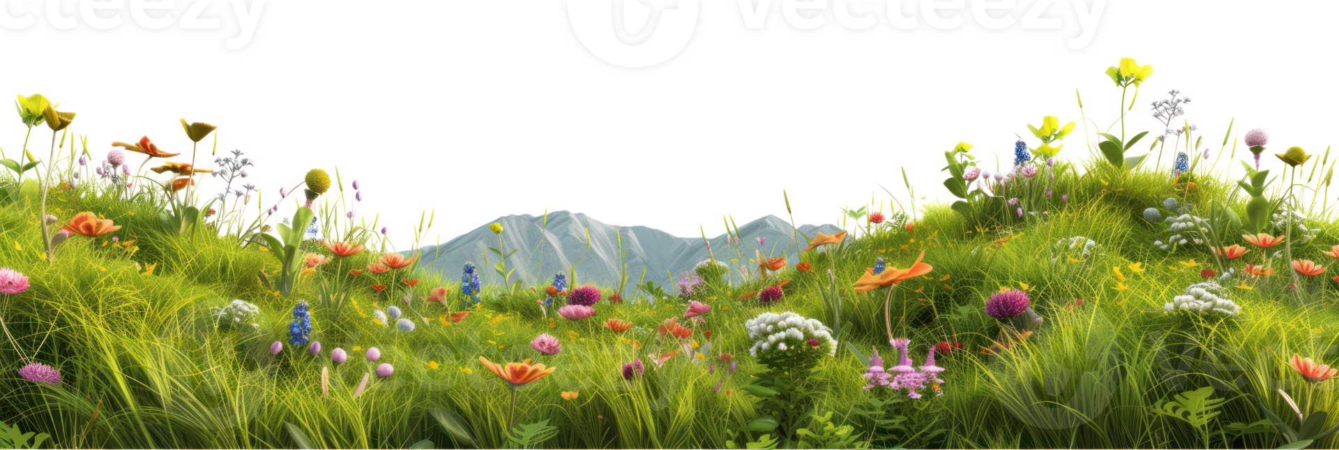 AI generated Alpine meadow on a transparent background png