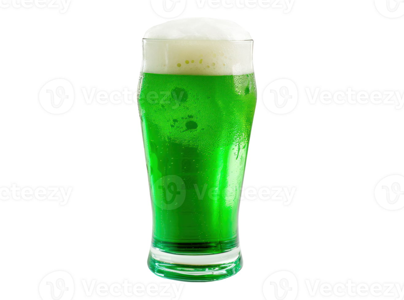 AI generated A glass of cold green beer on a transparent background png