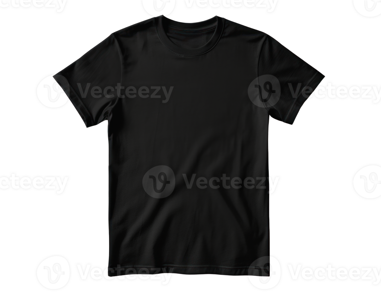 AI generated black blank t-shirt front mockup on a transparent background png