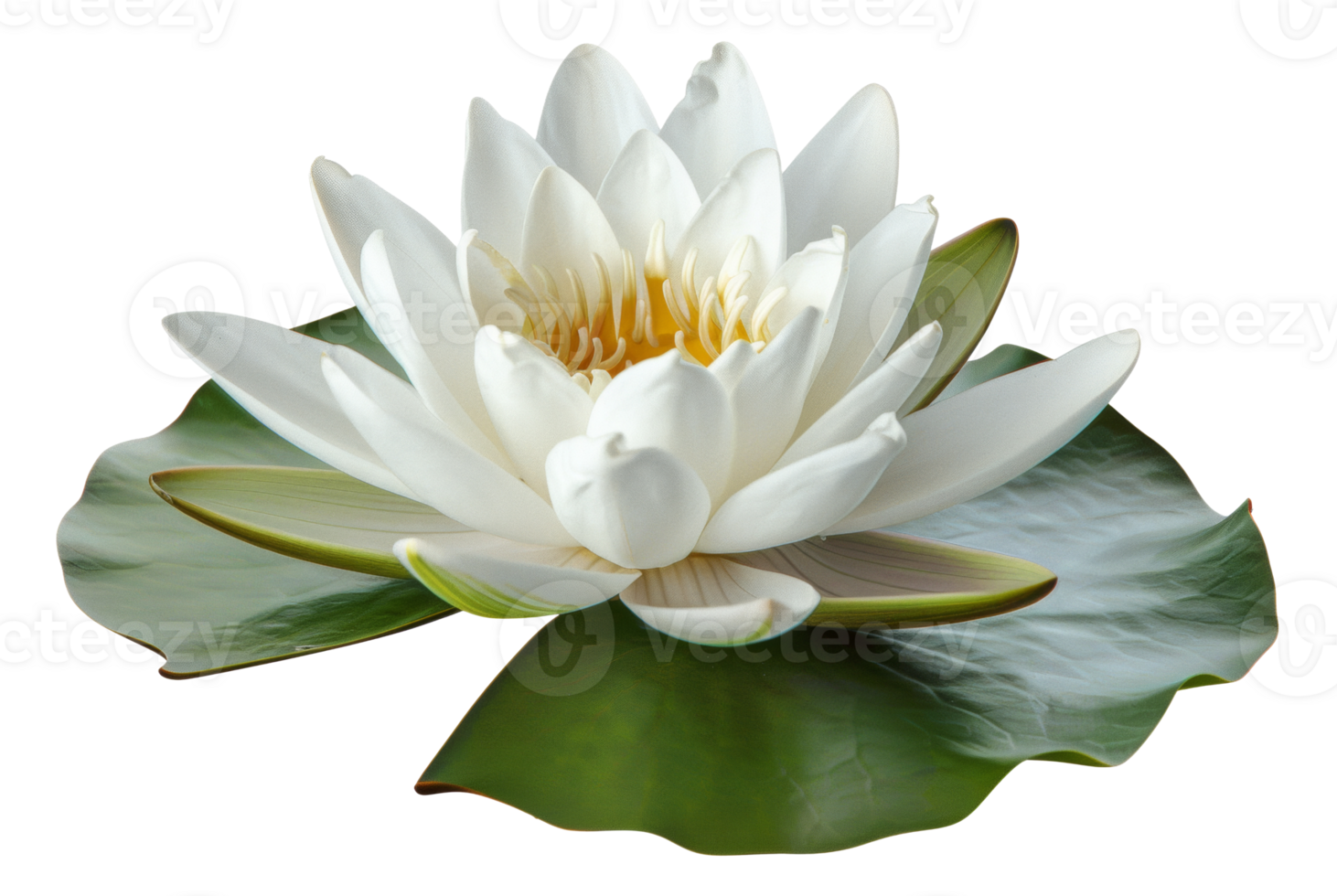 AI generated White water lily blooming on transparent background - stock png. png