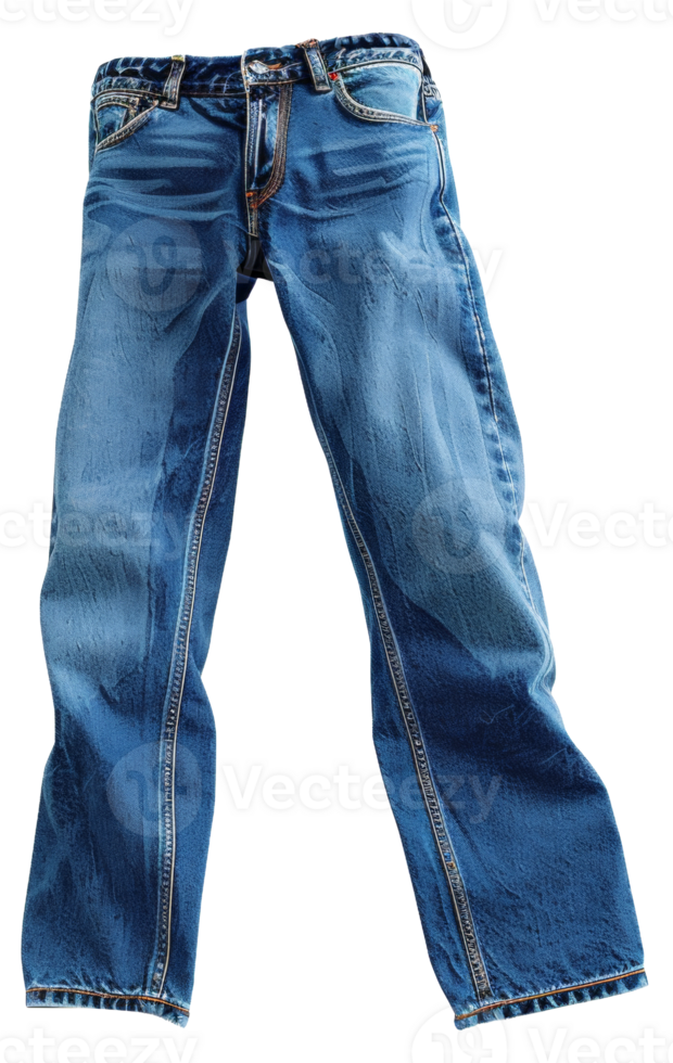 AI generated Classic blue denim jeans on transparent background - stock png. png