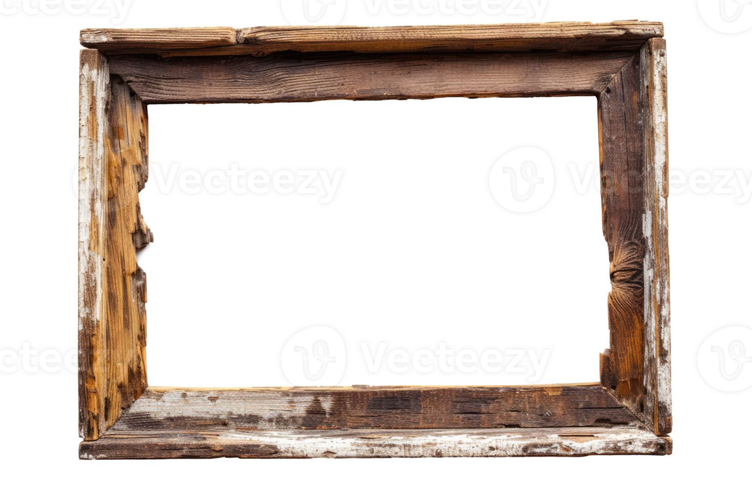 AI generated Old wooden frame on a transparent background png