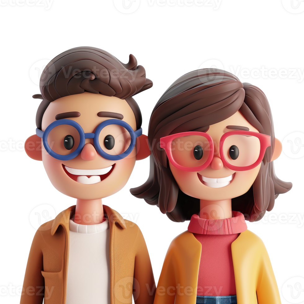 AI generated Smiling cartoon people portrait on transparent background png