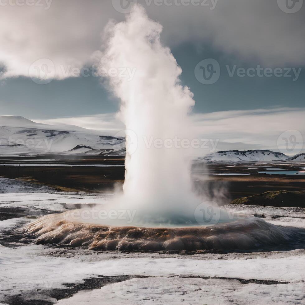 AI generated A view of a Geysir in Iceland photo