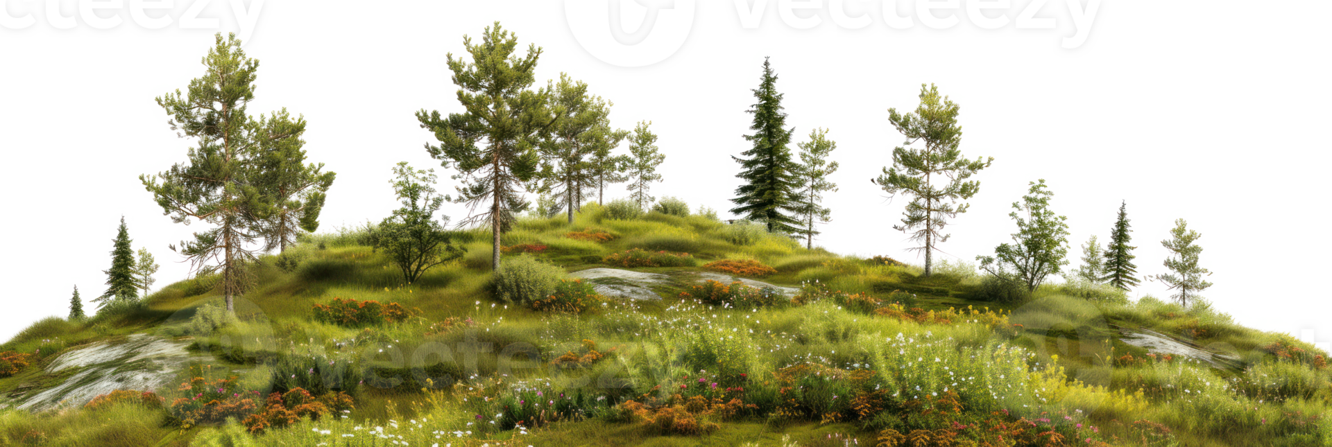 AI generated Alpine meadow on a transparent background png