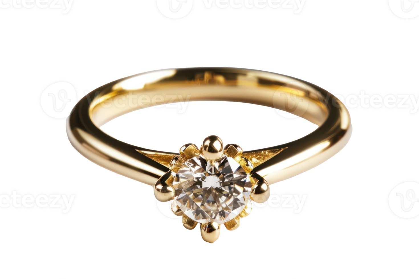 AI generated Gold wedding ring with a diamond on transparent background png