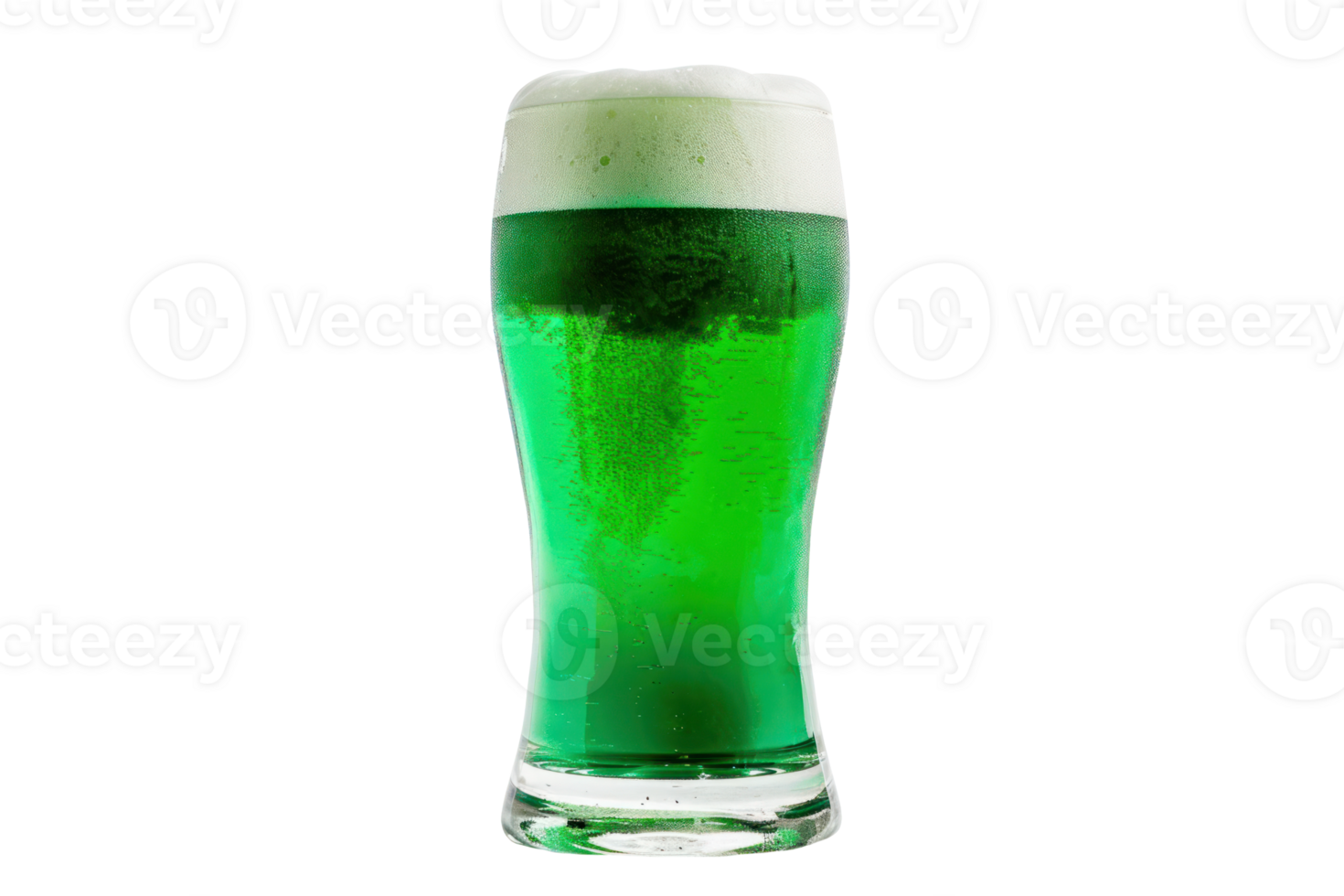 AI generated A glass of cold green beer on a transparent background png